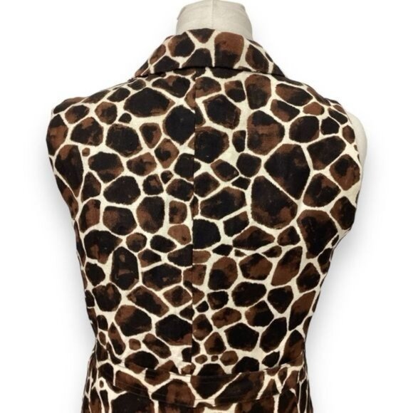 Calvin Klein Women’s Animal Print Button Front Belted Vest, Brown, size 10 - Picture 5 of 8